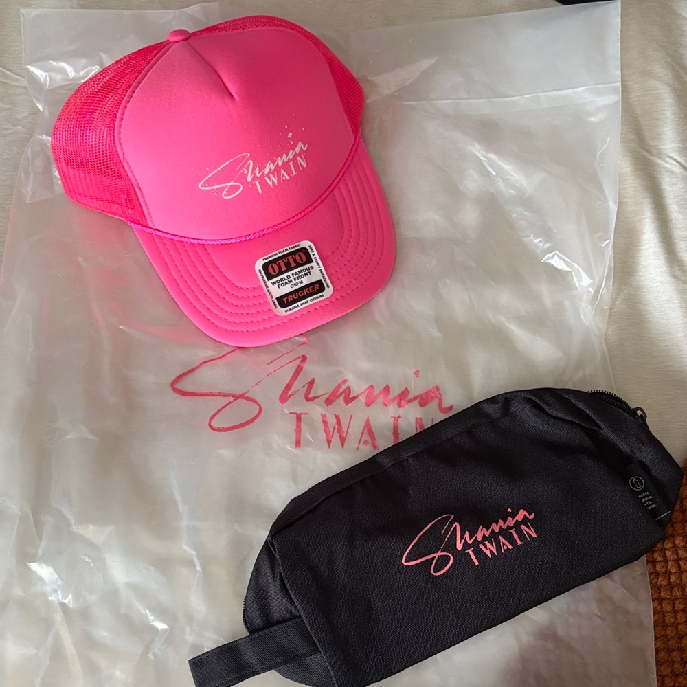 Pink Cap and Black Pouch Set
